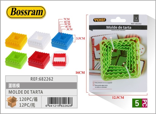 [682262] Molde para pasteles de plástico 5pcs para repostería