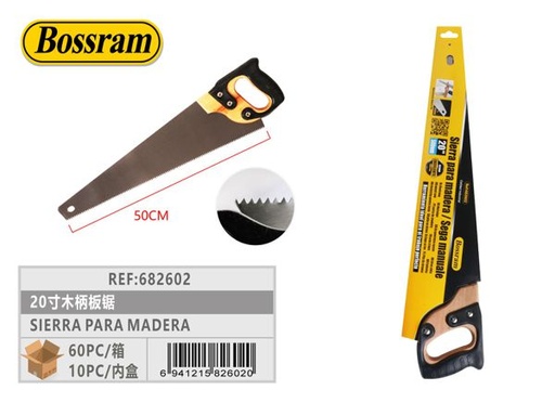 [682602] Sierra manual de 20 pulgadas con mango de madera para carpintería