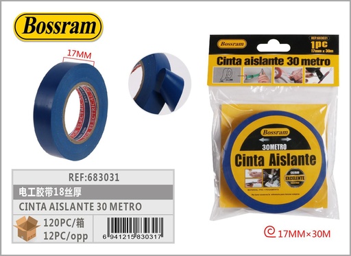 [683031] Cinta aislante 30 metros azul para electricidad