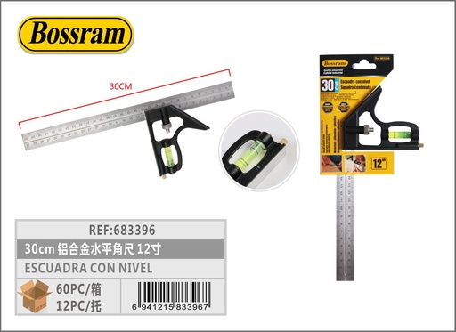 [683396] Escuadra con nivel de aluminio 30cm para medición precisa