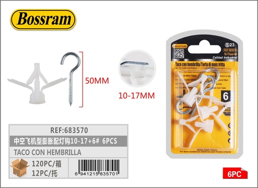 [683570] Taco con hembrilla para sujeción 10-17+6# 6pcs para bricolaje