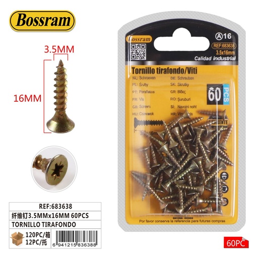 [683638] Tornillo tirafondo 3.5mmx16mm 60pcs