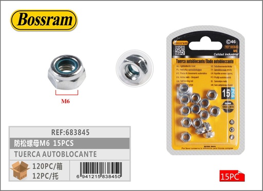 [683845] Tuerca autoblocante M6 15pcs