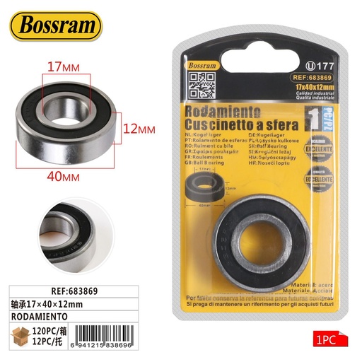 [683869] Rodamiento 17x40x12mm para herramientas y automóviles