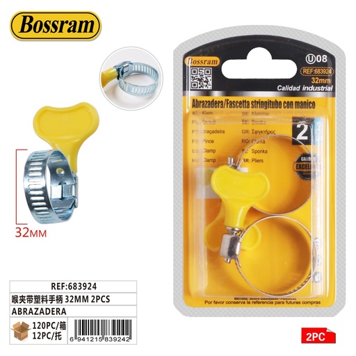 [683924] Abrazadera con mango plástico 32mm 2pcs para fijación