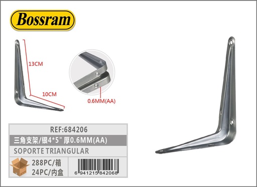 [684206] Soporte triangular plateado 4x5cm 100x125mm