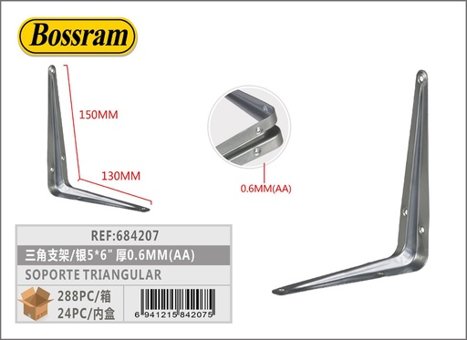 [684207] Soporte triangular plateado 5x6" 125x150mm