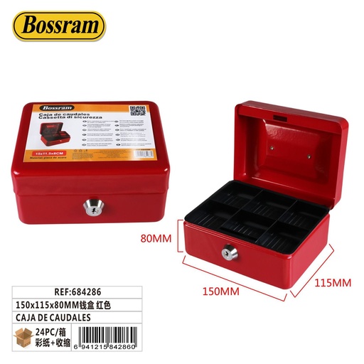 [684286] Caja de caudales roja 150x115x80mm para seguridad de dinero