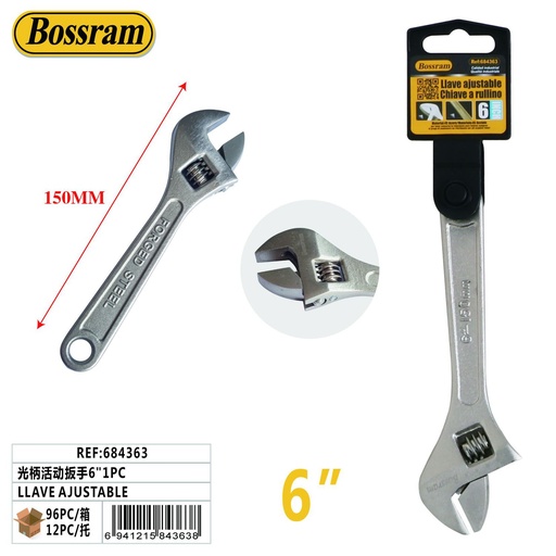 [684363] Llave ajustable 6" 1pc para bricolaje