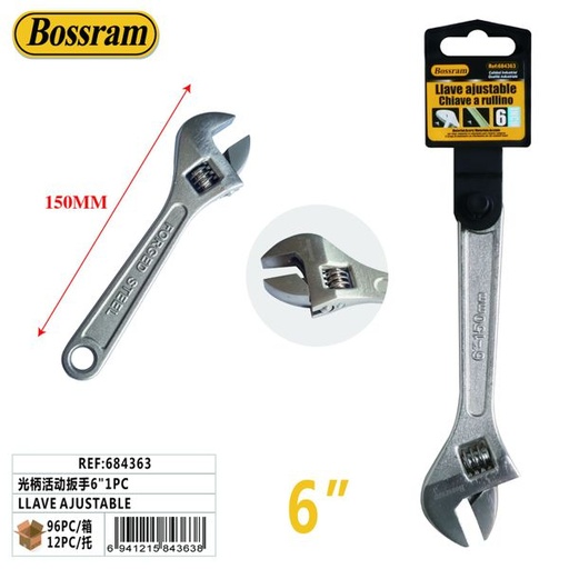 [684363] Llave ajustable 6" 1pc para bricolaje