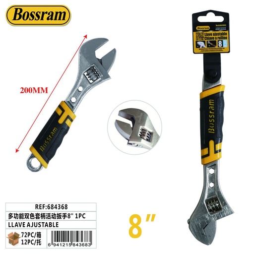 [684368] LLave ajustable 8" 1pc para bricolaje y reparaciones