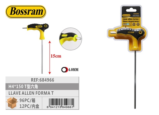 [684966] LLave Allen en T 4x150mm herramienta hexagonal