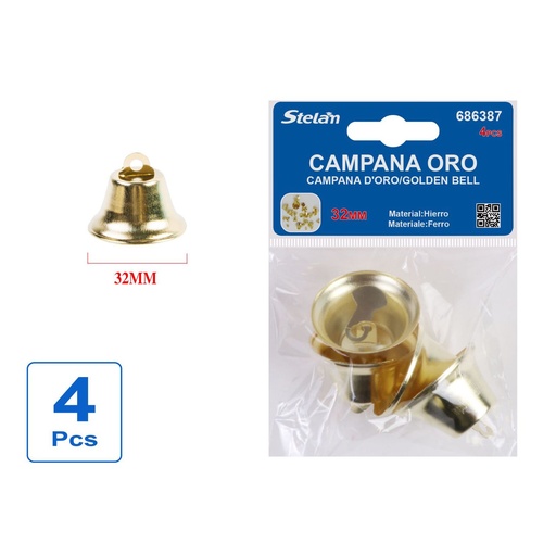 [686387] Campana dorada 32mm 4pcs