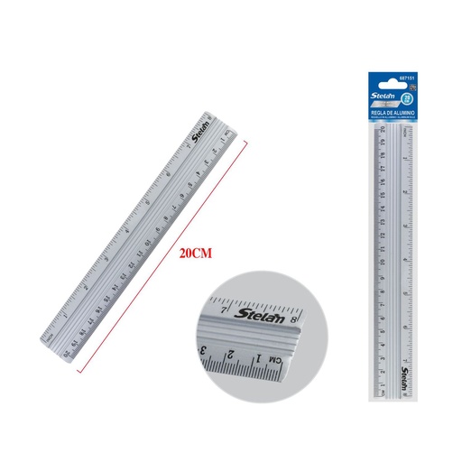 [687151] Regla de aluminio 20cm para precisión y dibujo