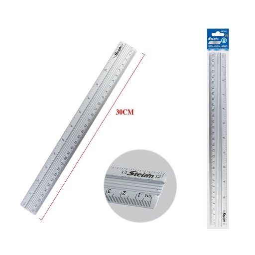 [687152] Regla de aluminio 30cm para medidas precisas