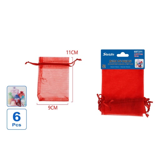 [687211] Bolsas de regalo de organza 9x11cm 6pcs