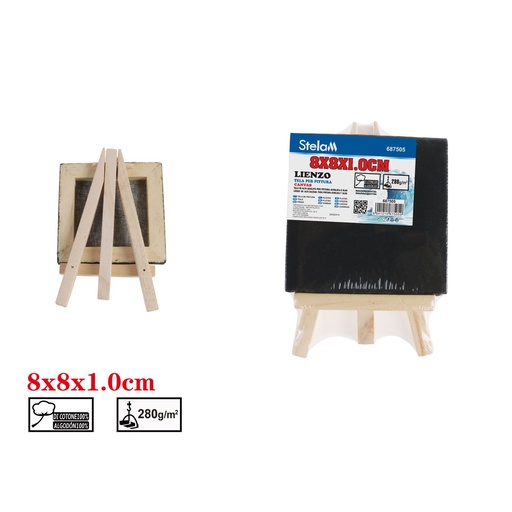 [687505] Mini lienzo con caballete 8x8x1.0cm (280g) para pintura