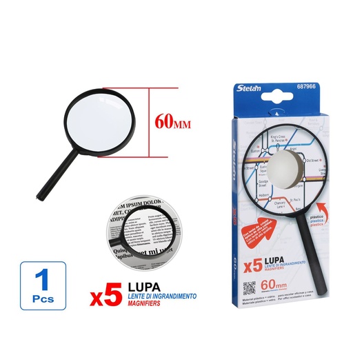 [687966] Lupa de plástico 60mm para material escolar