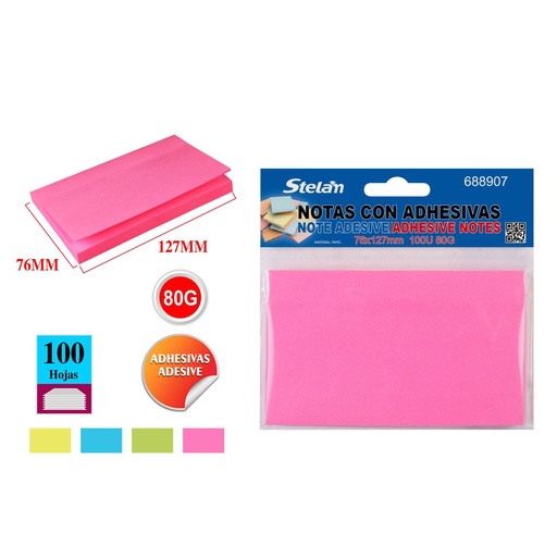 [688907] Notas adhesivas 76x127mm fluorescentes 100 hojas