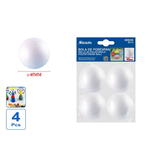 [689236] Bola de porexpan 45mm 4pcs