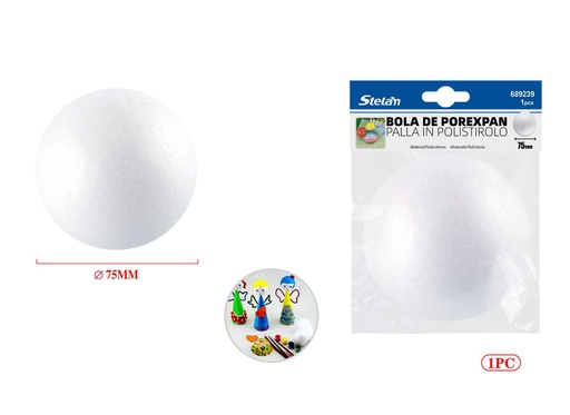 [689239] Bola de porexpan 75mm 1pc para manualidades