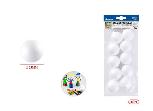 [689242] Bola de porexpán 25mm 10pcs para manualidades