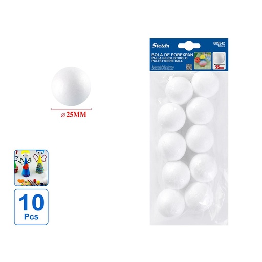 [689242] Bola de porexpán 25mm 10pcs para manualidades