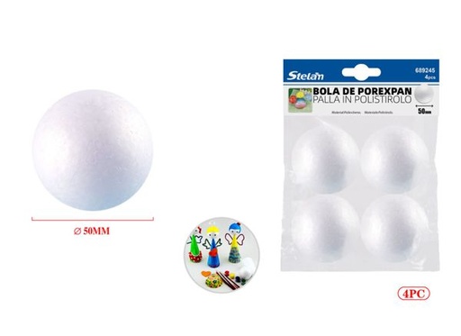 [689245] Bola de porexpán 50mm 4pcs para manualidades