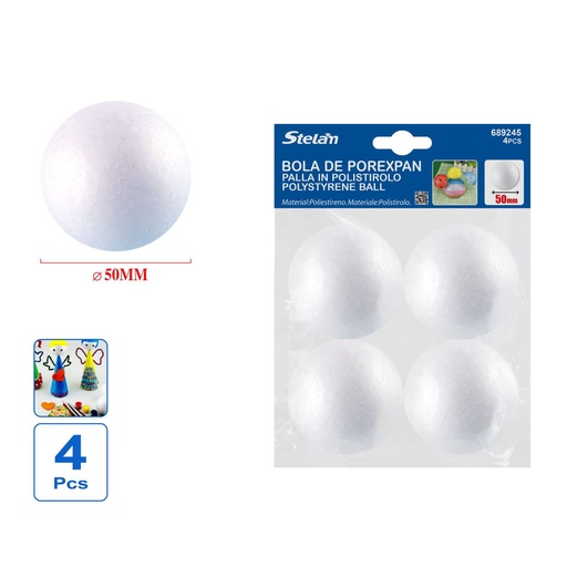 [689245] Bola de porexpán 50mm 4pcs para manualidades