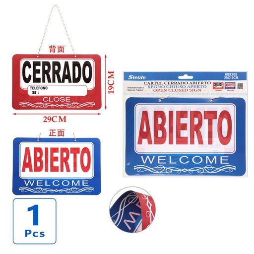 [689388] Cartel cerrado abierto 28.5x18.5cm para negocios