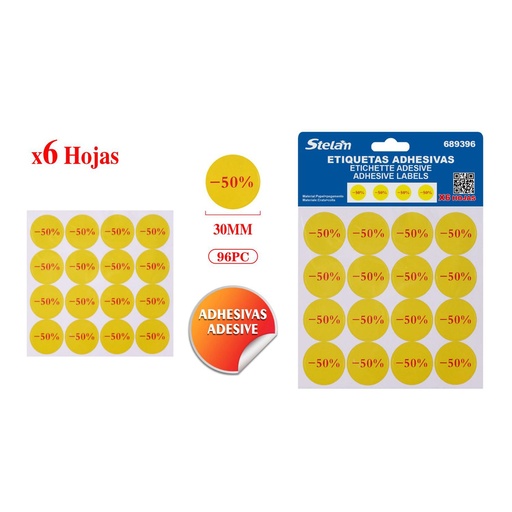 [689396] Pegatina descuento 6pc para promociones y ofertas