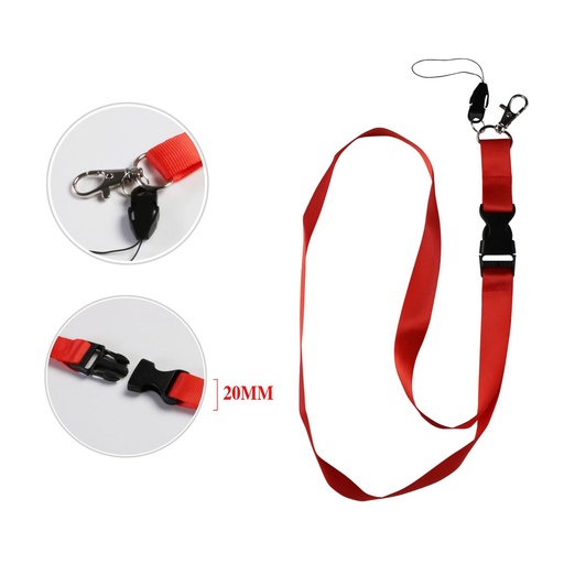 [689411] Acollador de cuerda doble 2cm con gancho rojo para credenciales