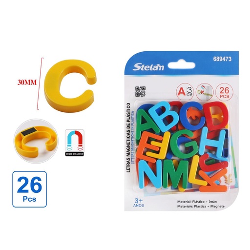 [689473] Letras magnéticas de plástico 26pcs para aprendizaje