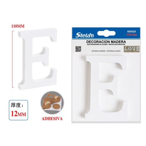 [689526] Letras decorativas de madera blancas 11cm