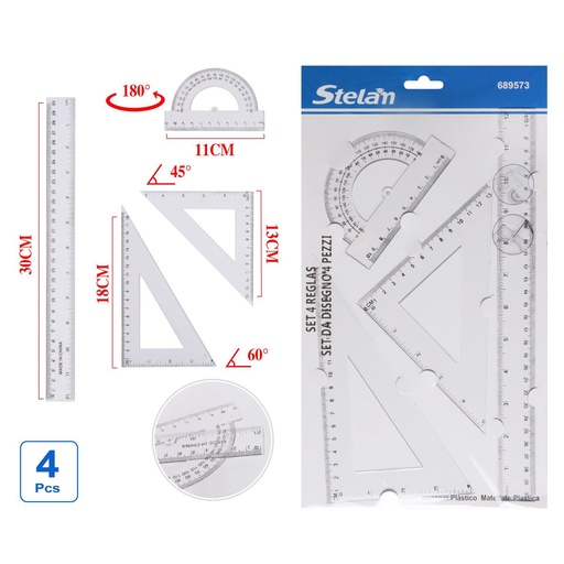 [689573] Set de reglas 30cm pack de 4