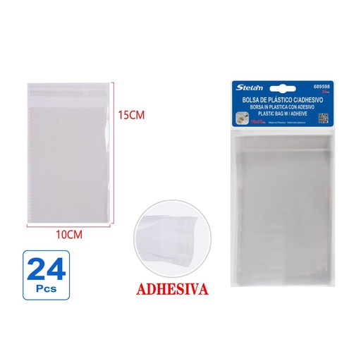 [689598] Bolsas de plástico con adhesivo 10x15 24pz para almacenamiento