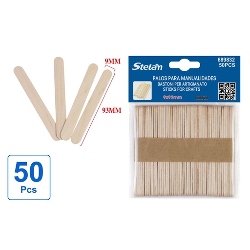 [689832] Palos para manualidades 93mm 50pcs para proyectos creativos