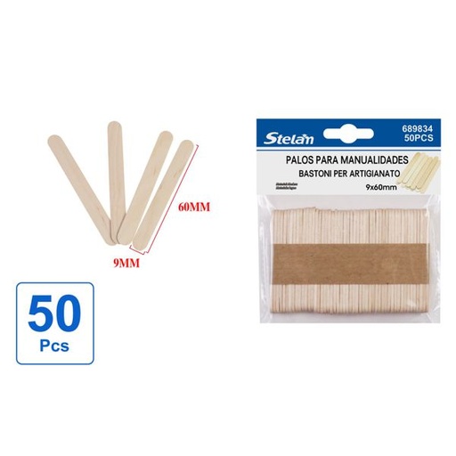 [689834] Palos para manualidades 60mm 50pcs para proyectos creativos