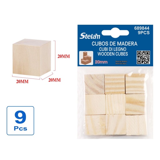 [689844] Cubos de madera 2.0cm 9pcs para manualidades