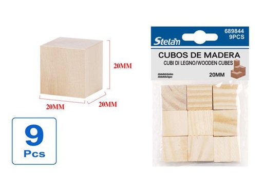 [689844] Cubos de madera 2.0cm 9pcs para manualidades