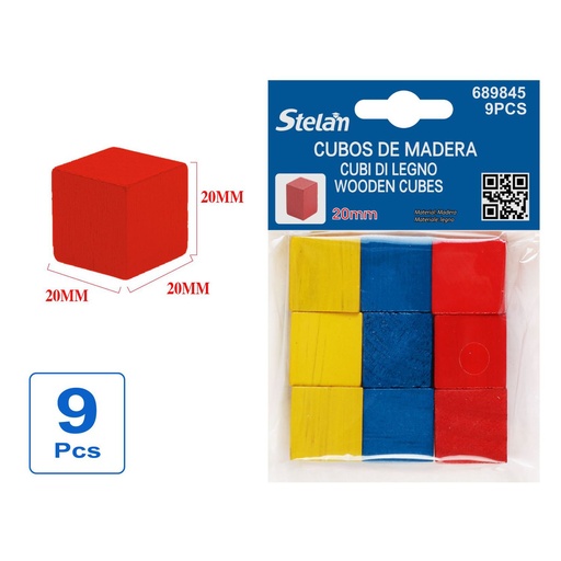 [689845] Cubos de madera 2.0cm 9pcs para manualidades y proyectos artísticos