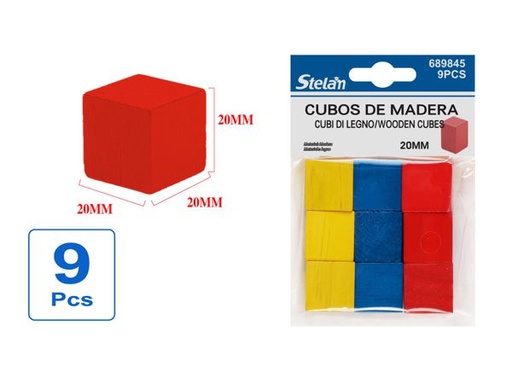 [689845] Cubos de madera 2.0cm 9pcs para manualidades y proyectos artísticos