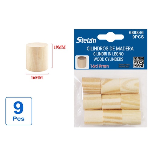 [689846] Cilindros de madera 1.6x1.9cm 9pcs para manualidades