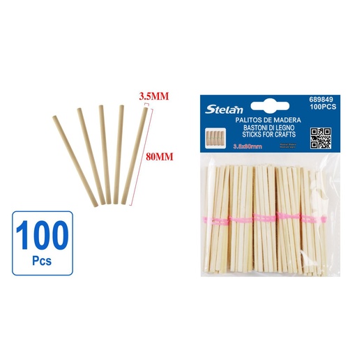 [689849] Palitos de madera 3.5cm para manualidades 100 unidades