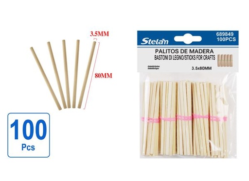 [689849] Palitos de madera 3.5cm para manualidades 100 unidades