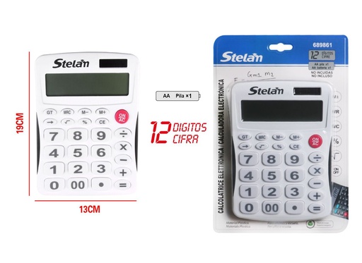 [689861] Calculadora electrónica blanca para oficina y estudios