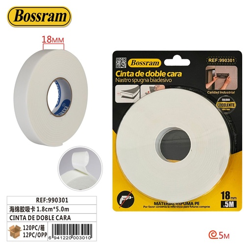 [990301] Cinta adhesiva de doble cara 1.8cm x 5.0m para manualidades y bricolaje