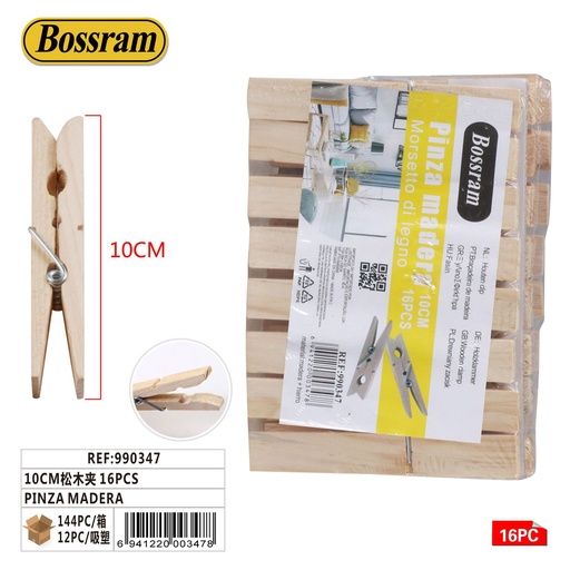 [990347] Pinza de madera 10cm 16pcs