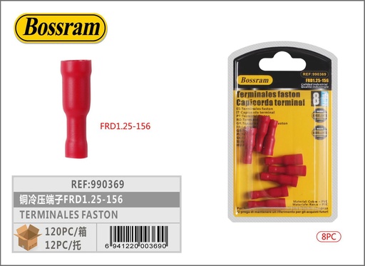 [990369] Terminales Faston FRD1.25-156 8pcs para conexiones eléctricas