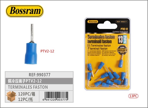 [990377] Terminales faston de cobre PTV2-1213pcs para conexiones eléctricas